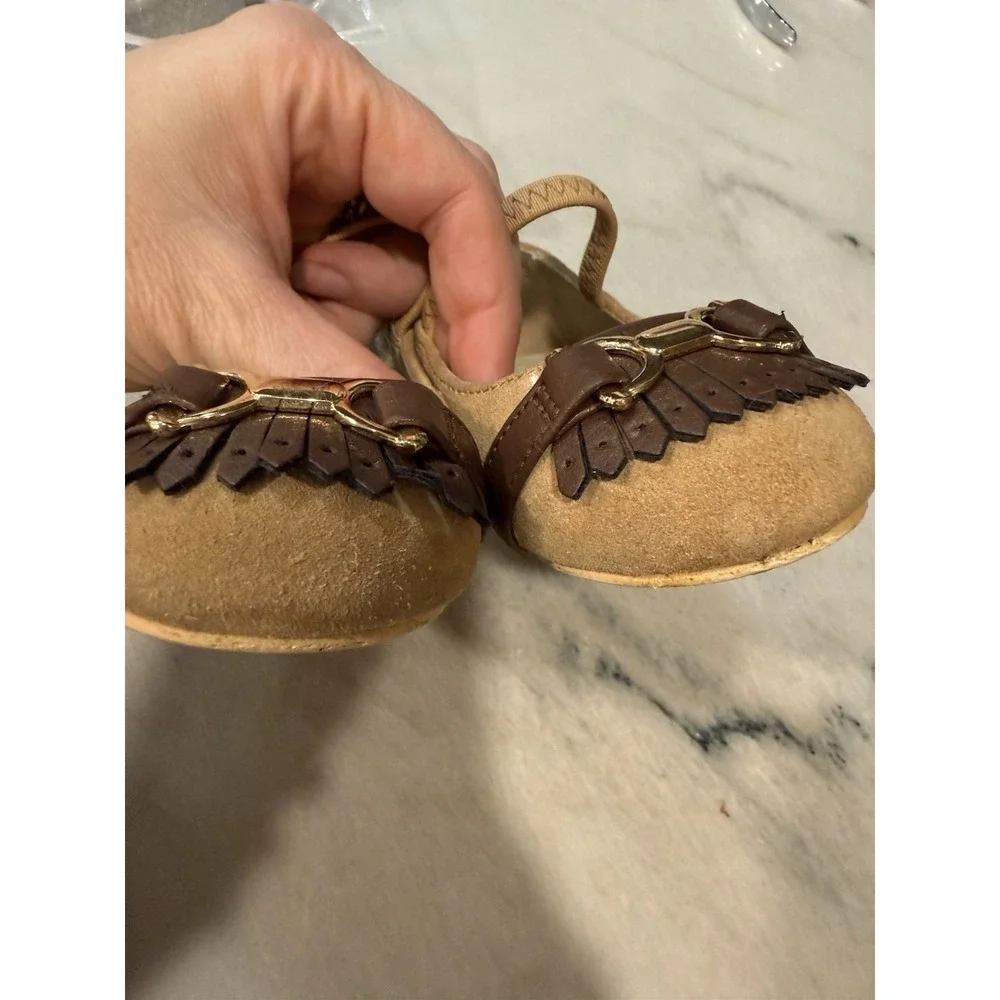 Janie‎ And Jack Horsebit Equestrian Tan Riding Shoes Ballet Flats Sz 6 Toddler